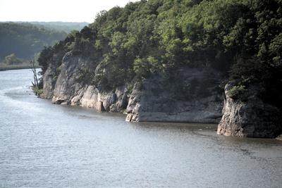 cliffsides against a river